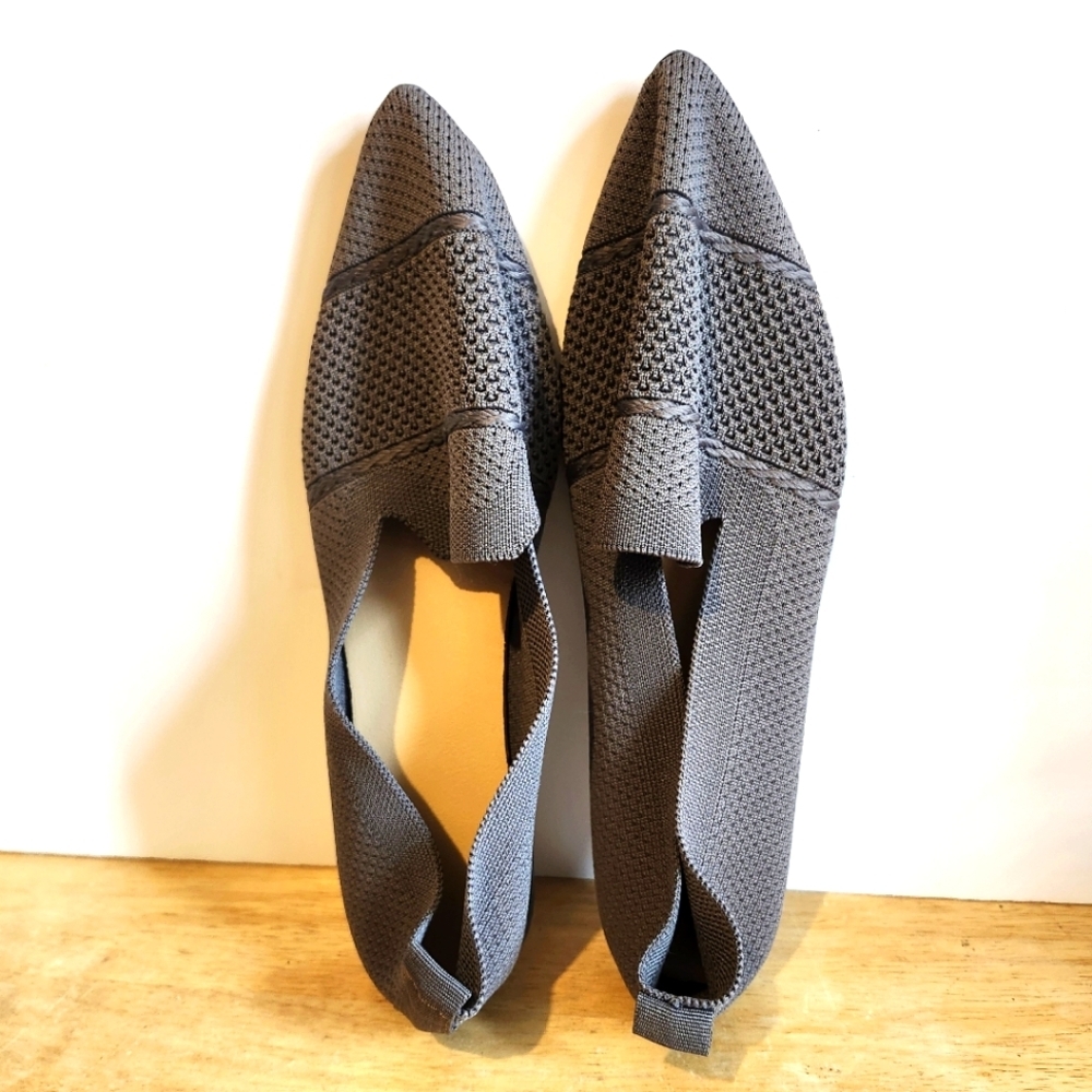 *3 for $30* Gray Textured Slip-On Flats with Pointed Toe
